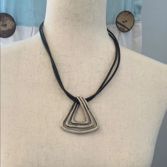 Chico's Black and Silver Geometric Necklace - Picture 2 of 2